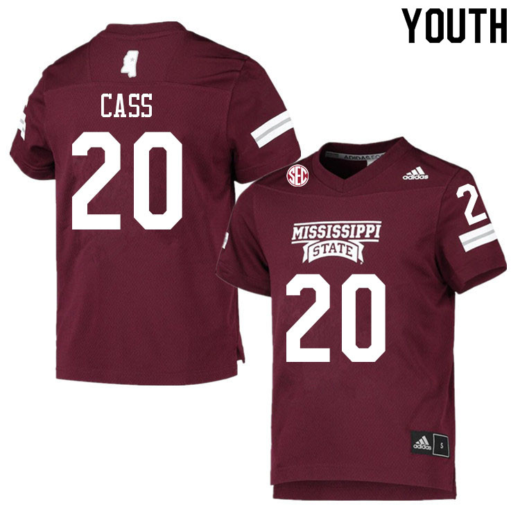Youth #20 Kyle Cass Mississippi State Bulldogs College Football Jerseys Sale-Maroon